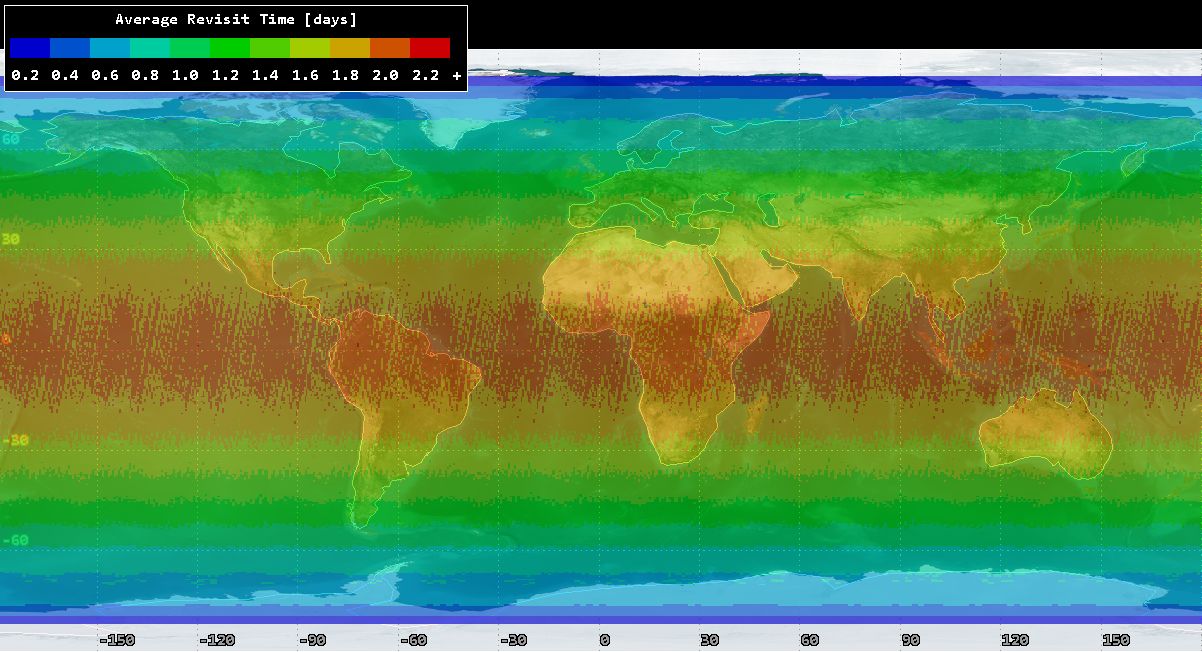 Average revisit time for current Dragonette satellite constellation